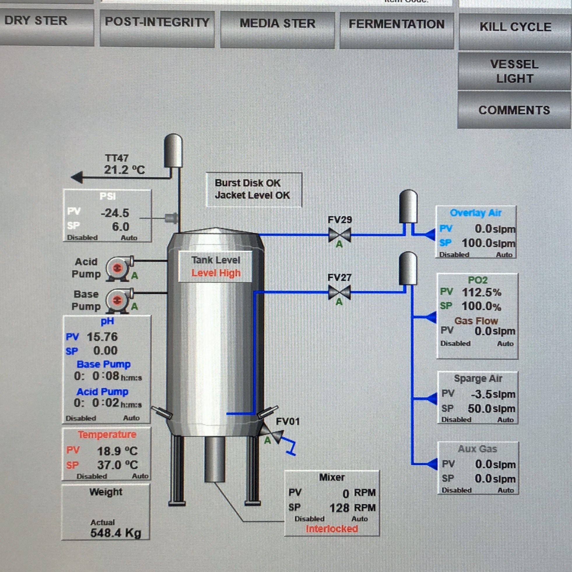 Fermenter HMI Screen